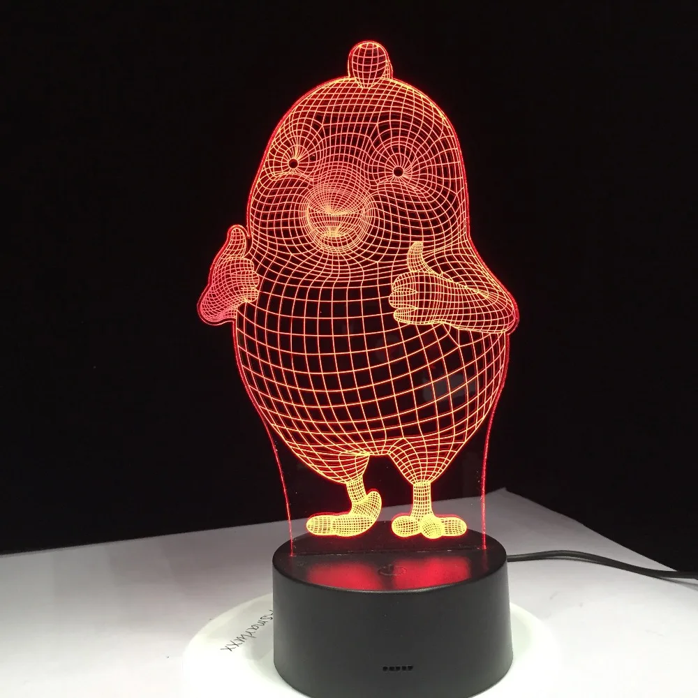 

Thumb Up Cute Cartoon Chick 3D Night Lamp Room Table Desk Lamp Modelling LED USB Changing Night Light Decor Gift Make Kids Happy