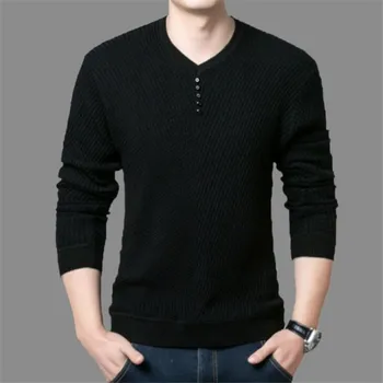

Solid Color Pullover Men V Neck Sweater Men Long Sleeve Shirt Mens Sweaters Wool Casual Dress Brand Cashmere Knitwear Pull Homme