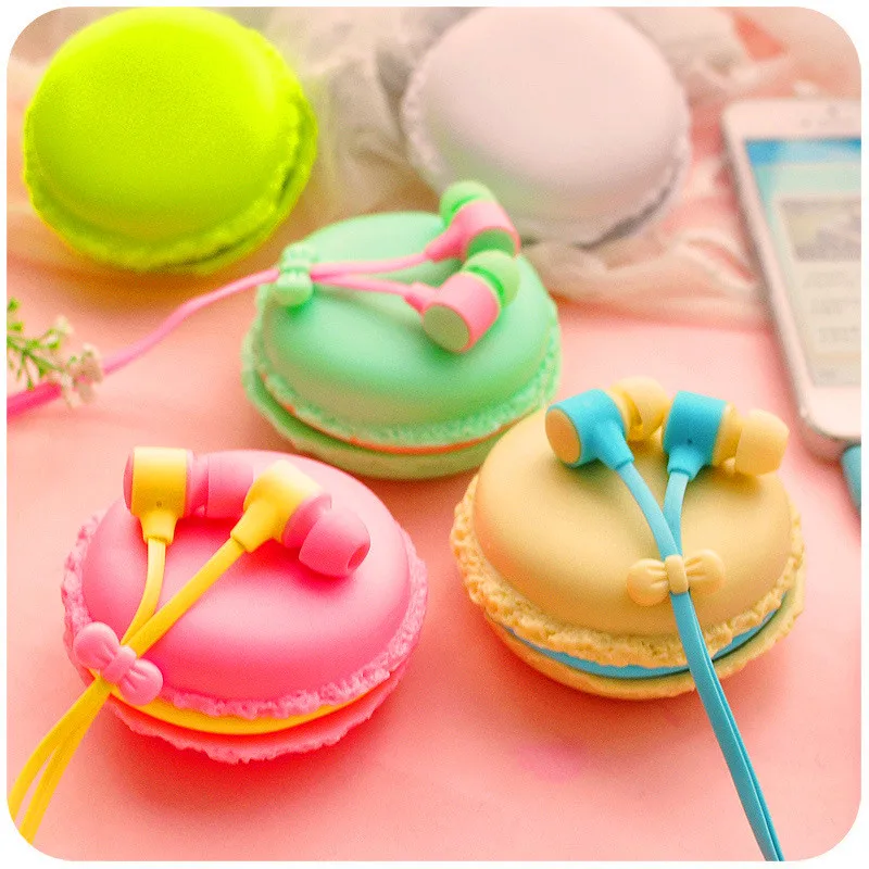  2016 New Macarons Candy Color in-ear Earphones for Samsung Xiaomi Cute Girls for MP3 Player MP4 Mobile Phone Birthday Gift 
