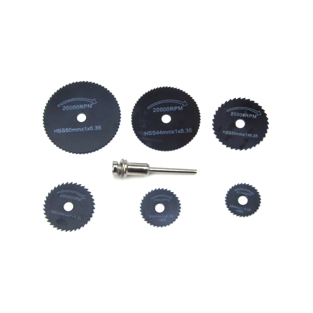 POLIWELL 7PCS/Set Portable Rotary Power Tools Circular Saw Blades Mini Wheel Cutting Discs 3.2mm Mandrel for Dremel Wood Cut off