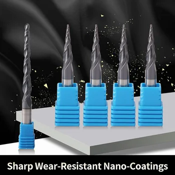 

Augusttools 1PCS Tungsten Solid Carbide Milling cutter Tapered End Mill HRC55 Tapered Ball Nose End Mill Wood Metal cutter Tools