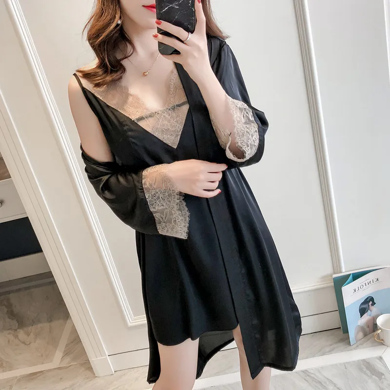 

New Style Solid Female Satin Nightdress Bridesmaid Bride Wedding Sexy Short Robe Gown Printed Kimono Summer Home Dress G04