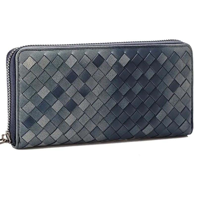 Высококачественный Женский Длинный кошелек из овечьей кожи, известный бренд, дизайнерские сумки из натуральной кожи, модные женские кошельки - Цвет: Gradient Dark Blue