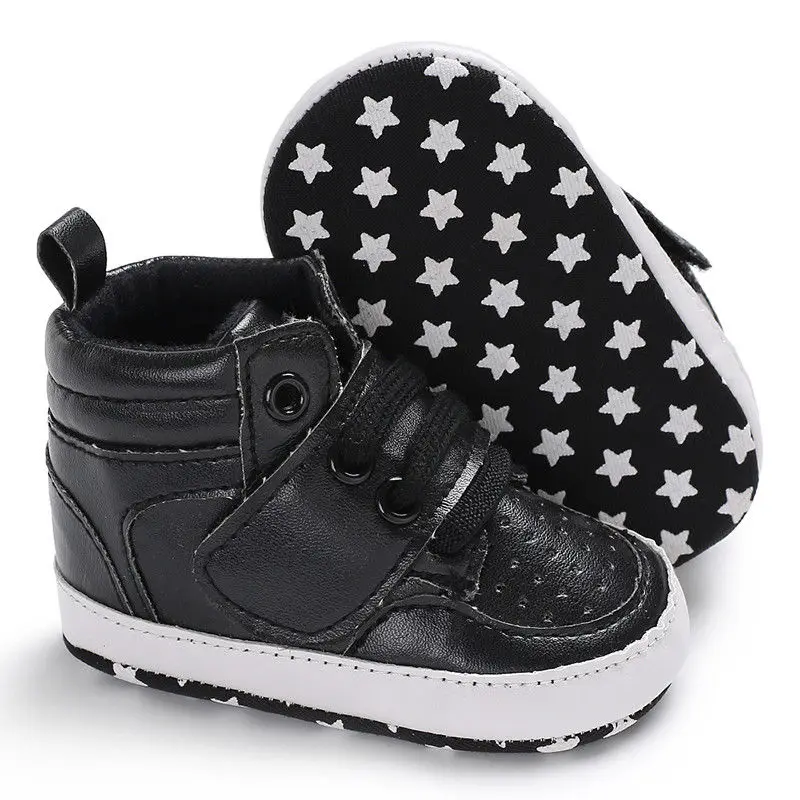 0-18M Toddler Shoes Baby Boy Girl PU Leather Ankle Boots Crib Shoes Anti-slip Sneaker Fashion