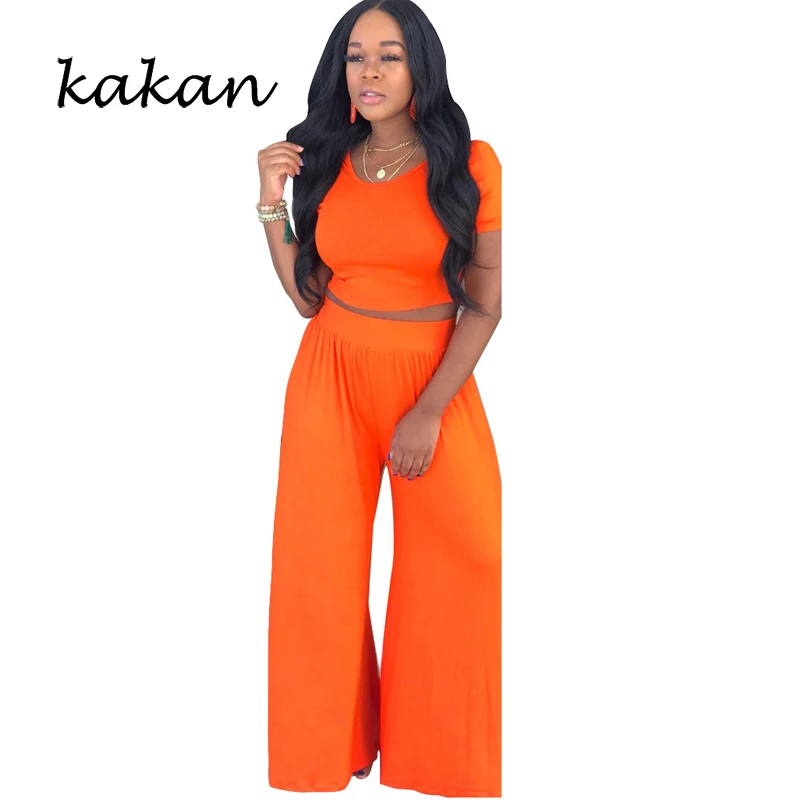 

Kakan solid color loose fashion casual jumpsuit suit summer women's wide leg jumpsuit two-piece