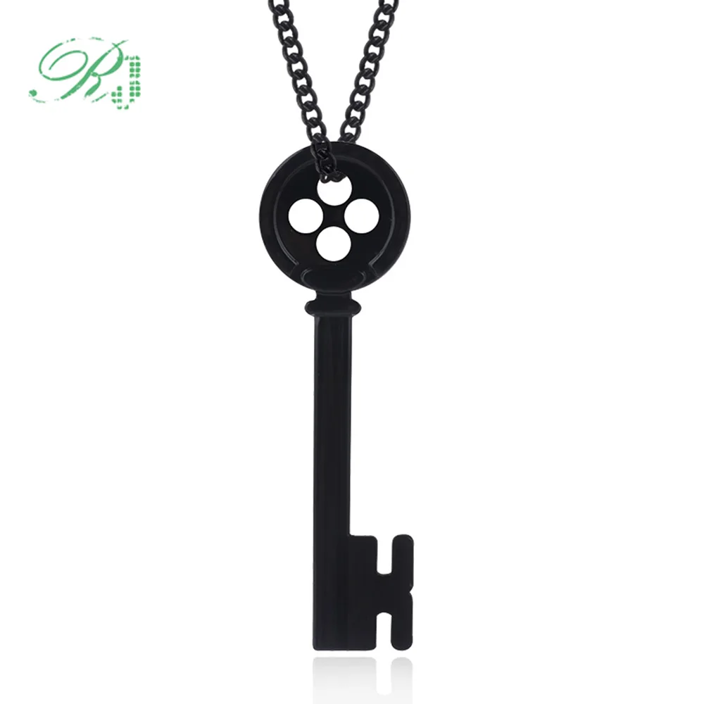 

RJ 2019 Movie Coraline Necklace Pendants Black Button Key Skull Nightmare Before Christmas Choker Kingdom Hearts Jewelry Gift