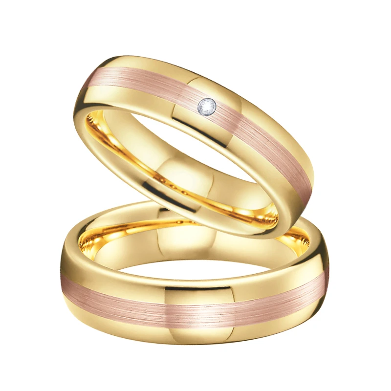 Anillo De Carburo De Tungsteno Lleno De Oro Rosa Amarillo De Anillo De Carburo De Tungsteno Lleno De Oro Rosa Amarillo De