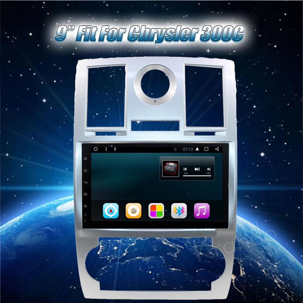 Flash Deal Krando Android 8.1 9" car navigation system for chrysler 300c 2004 2005 2006 2007 2008 radio gps multimedia WIFI playstore 1