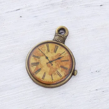

DoreenBeads Zinc Based Alloy Antique Bronze Charms Clock Fashion DIY Pendants Components Findings 25mm(1") x 20mm( 6/8"), 10 PCs