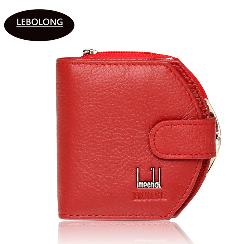 

2019 Design New Fashion Women Wallets Genuine Leather Hasp Ladies Purse Brand Portefeuille Billeteras Mujer Black And Red Wallet