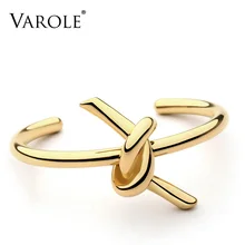 VAROLE New Knotted Rope Summer Cuff Bangle Gold Color Stainless Steel Bracelets Bangles for Women Manchette