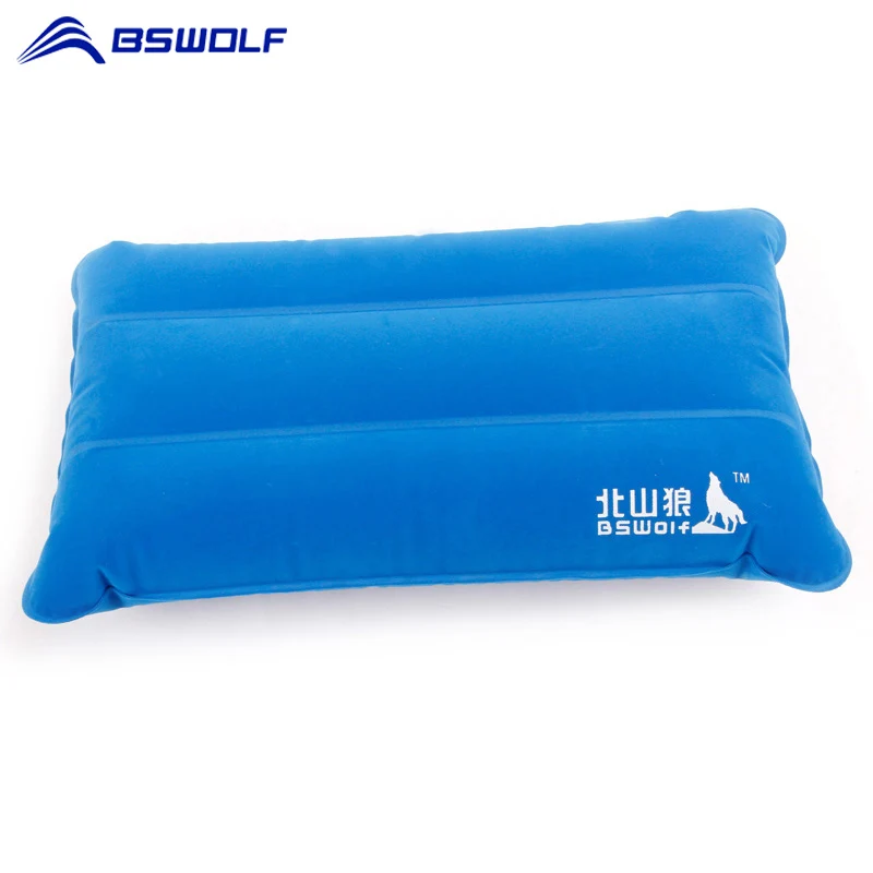 

BSWolf Outdoor Camping Travel Air Pillow Beach Inflatable Cushion Car Head Rest Hiking Inflatable Pillow Flocking PVC Portable