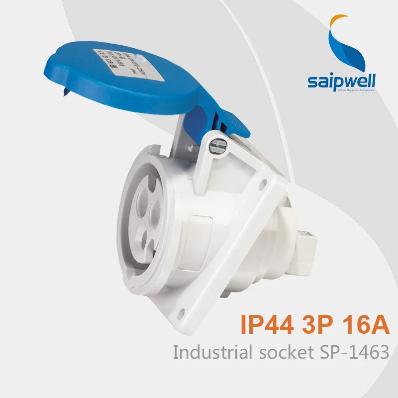 

Saipwell IP44 16 amp Sockets Waterproof Socket 3 pin 220v 16a Industrial socket SP-1463 High Quality