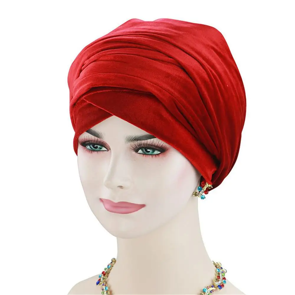 Модная зимняя в стиле бини шапка, женские шапки модные шапочки для выпадения волос головной убор шарф раковая Кепка chemo gorros Mujer invierno - Цвет: Красный