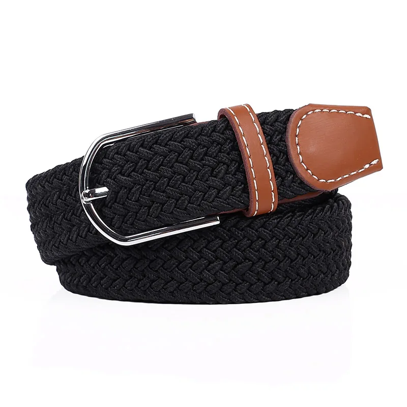 Cheap Fashion Woven Braid Belts Stretched Belt Adult Unisex Casual Stretched Belt Metal Buckle ...