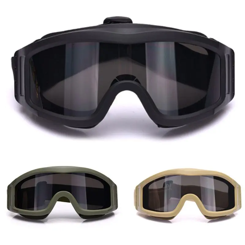 

Military Airsoft Tactical Goggles Safety Glasses Combat Goggles 3 Interchangeable Anti-Fog Lenses Army Airsoft Paintball Glasses