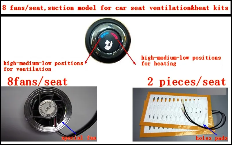 Buy 8 fans/seat,suction model for car seat ventilating&heat kits in one,seat