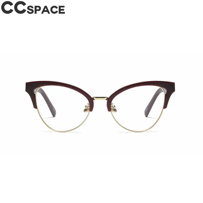 Half Frame Cat Eye Hollow Glasses Frames Women Trending Optical Fashion Computer Glasses 45640 - Цвет оправы: C3 wine red