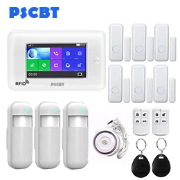PSCBT 3g wifi GSM Комплект охранной сигнализации DIY 4,3 дюймов lcd сенсорная клавиатура GSM SIM карта циферблат телефон домашняя охранная сигнализация - Цвет: Kit 6