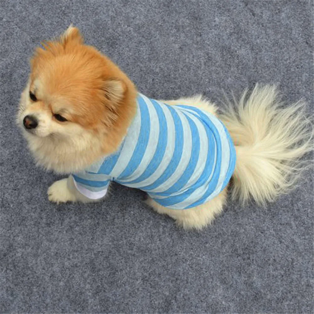 Xs/s/m/l Hot Cute Dog Tshirt Clothes Lapel Stripe Unisex Cotton Puppy