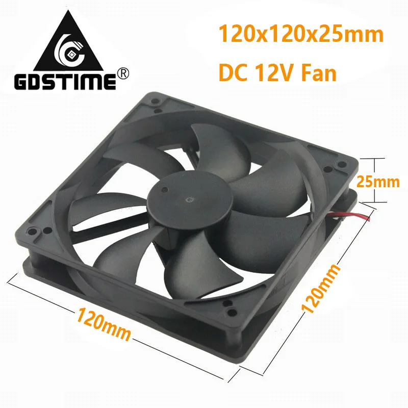 1 Pcs Gdstime 120mm DC 12V 2Pin 2000RPM Brushless Industrial Machine Case Cooler Cooling Fan 120x120x25mm 0.15A