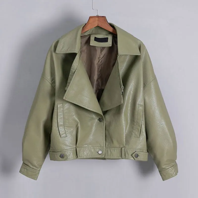 Специальная новая куртка из искусственной кожи Женская куртка на молнии Punto Blouson Moto Женская куртка Chaqueta tachas campera mujer зеленый