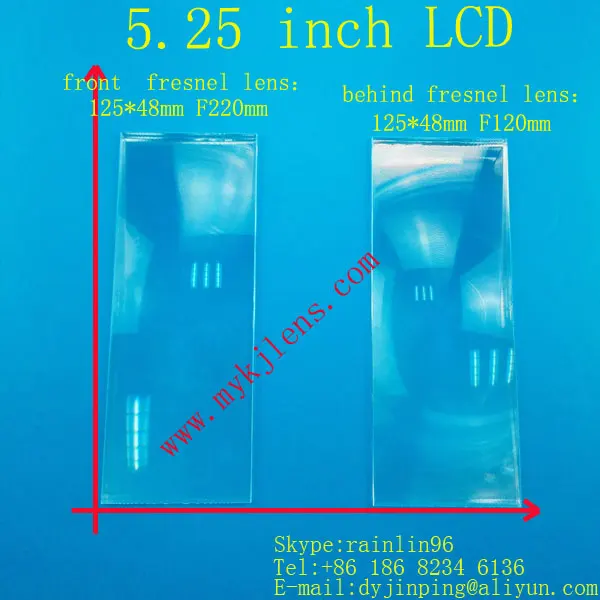 

2 pcs Rectangle Fresnel Lens for 5.25 inch LCD' front 125*48mm F220mm and behind 125*48mm F120mm DIY projector lens