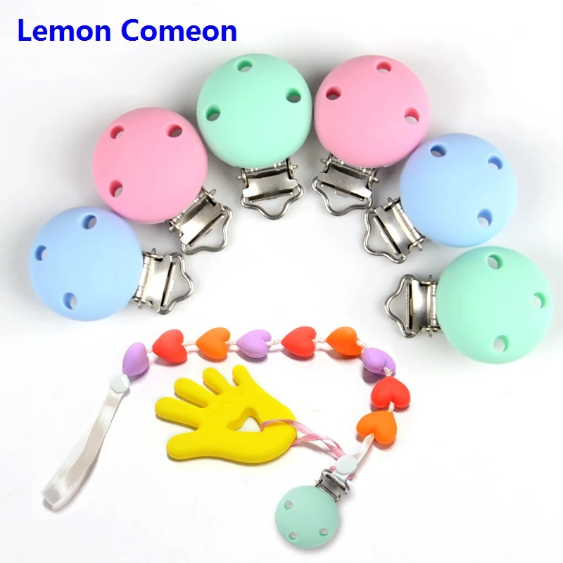 

5PC Silicone Pacifier Clips Star and Round Shaped Silicone Bead Dummy Clip Cute Chew BPA Free Pacifier Clips DIY Toy Accessories