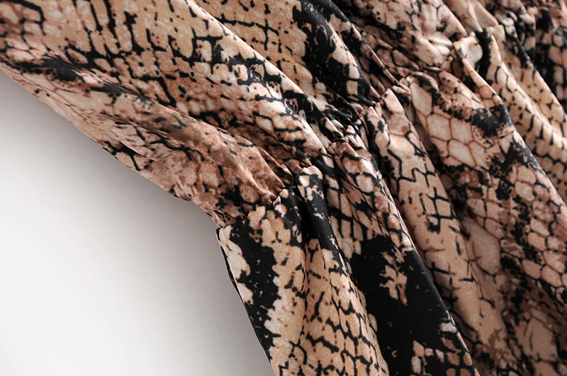 Женские модные комбинезоны с перекрестным v-образным вырезом и принтом змеиной кожи с эластичной резинкой на талии, женские повседневные облегающие комбинезоны с животным узором, брюки DS1798