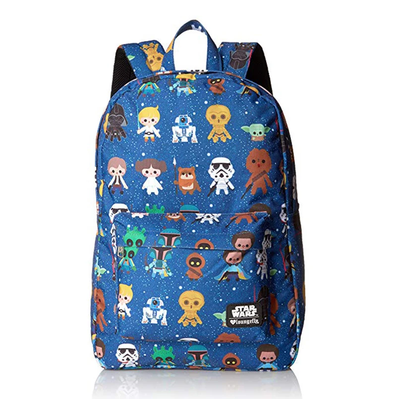 Звездный рюкзак войны Han Solo Chibi персонаж Печать Детский персонаж Aop двойная сумка на плечо