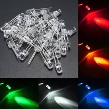 Прозрачный 5 мм светодиодный светильник-диод, Круглый, ассорти, набор ультра-ярких, прозрачный, набор светоизлучающих диодов, зеленый, красный, синий, оранжевый