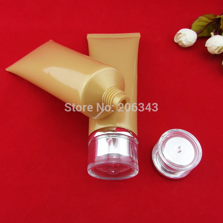 

100ml gold soft tube or mildy wash tube or butter or handcream tube with acrylid silver lid