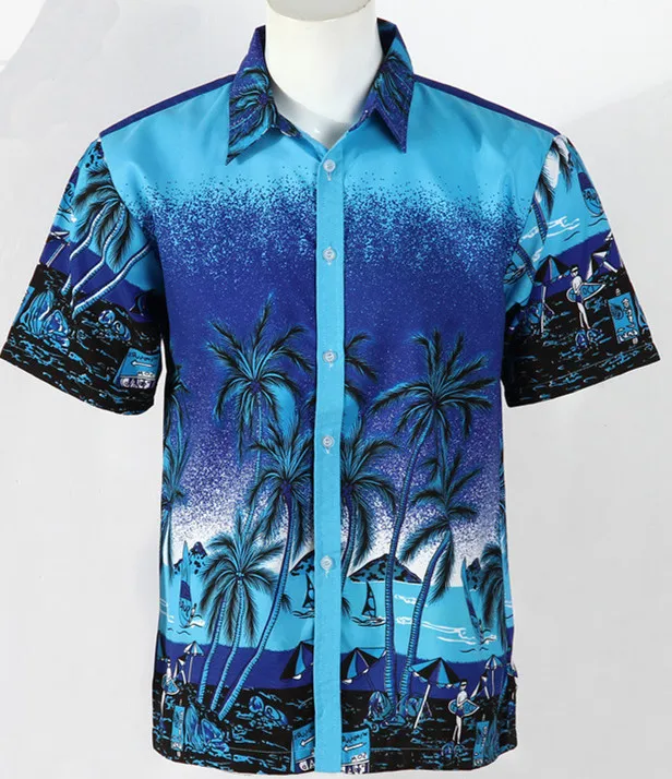 Mens Hawaii Shirt Beach Leisure Fashion Floral Tropical Seaside