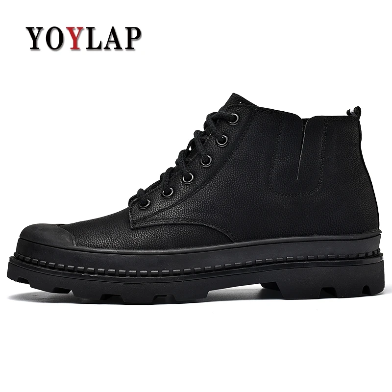 

Brand 2018 New Vintage Leisure Doc Dr Martins Shoes Men genuine leather ankle Boots British Style High Top Dr. Boots