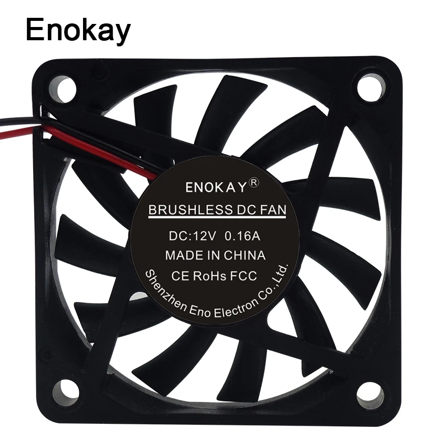 

1pc Enokay DC 12V 24V 2Pin 60mm 60x60x10mm Mini CPU Cooling Computer PC Case Cooler Fan