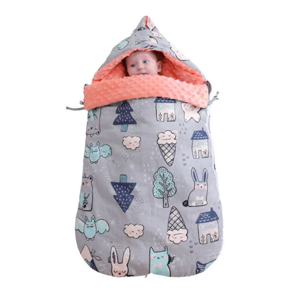 

Baby Thickening Blanket Dual Use Cotton Thicken Warm Newborn Stroller Swaddling Cartoon Infant Cotton Sleeping Bag New