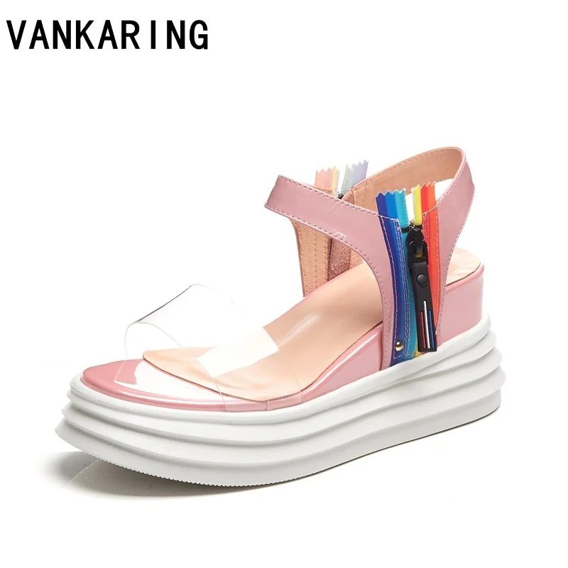 

brand shoes colorful wedge high heel sexy open toe summer sandals women's patent leather shoes women's platform sandals women