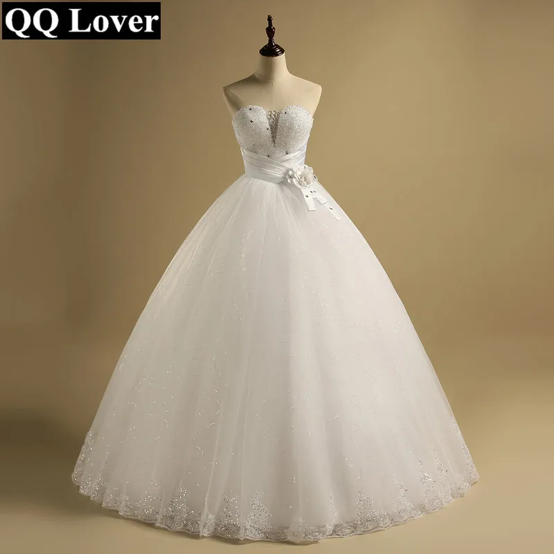 

QQ Lover Sexy Tube Top Royal Lace up Ball Gown Wedding Dress 2019 Luxucy Wedding Gown Bridal Gown Vestido De Noiva