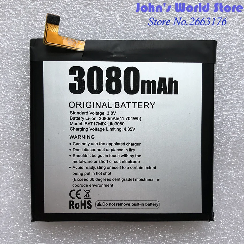 

100% New Original DOOGEE Mix Lite Battery Replacement 3080mAh Parts backup battery for DOOGEE Mix Lite MT6737 Smart Phone