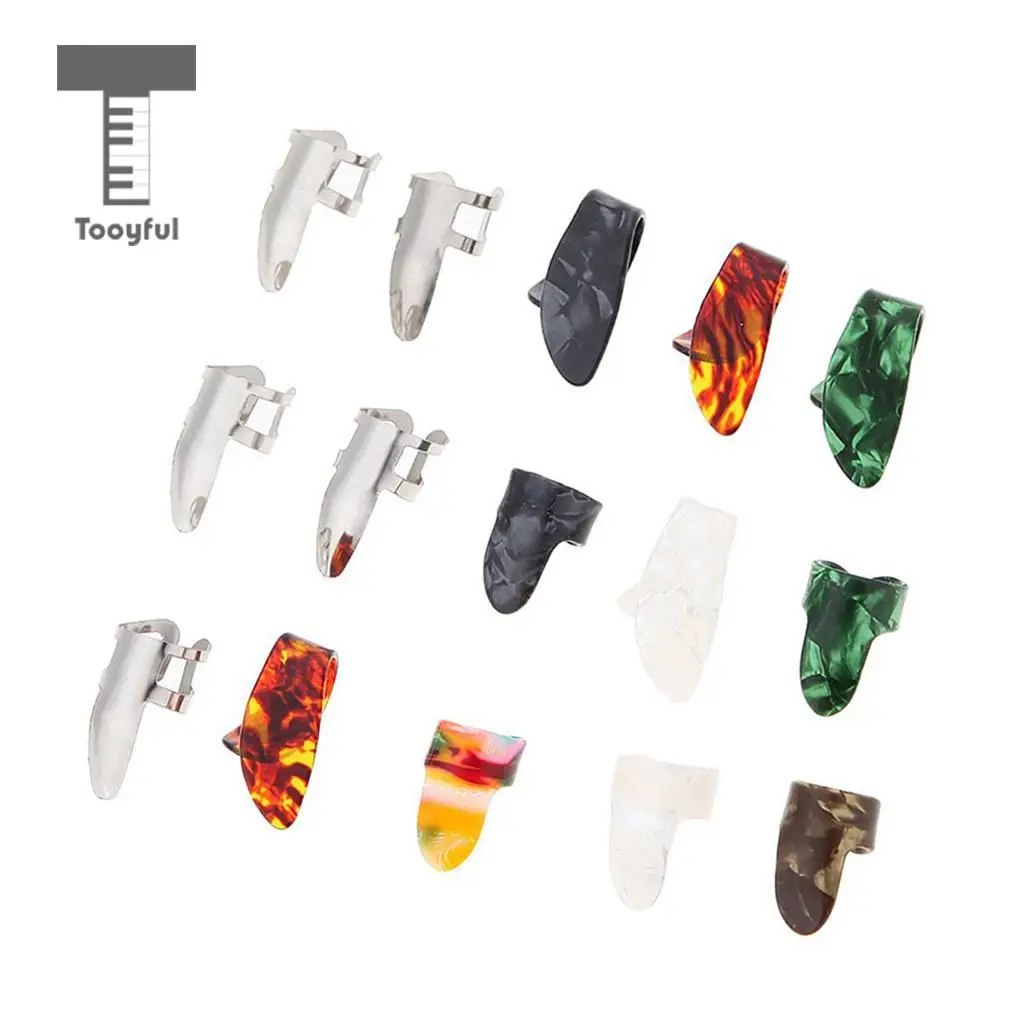 Tooyful Practical Set/15pcs Celluloid Thumb Finger Nail Picks Plectrums with Case Box for Guitar Bass Banjo Mandolin Parts