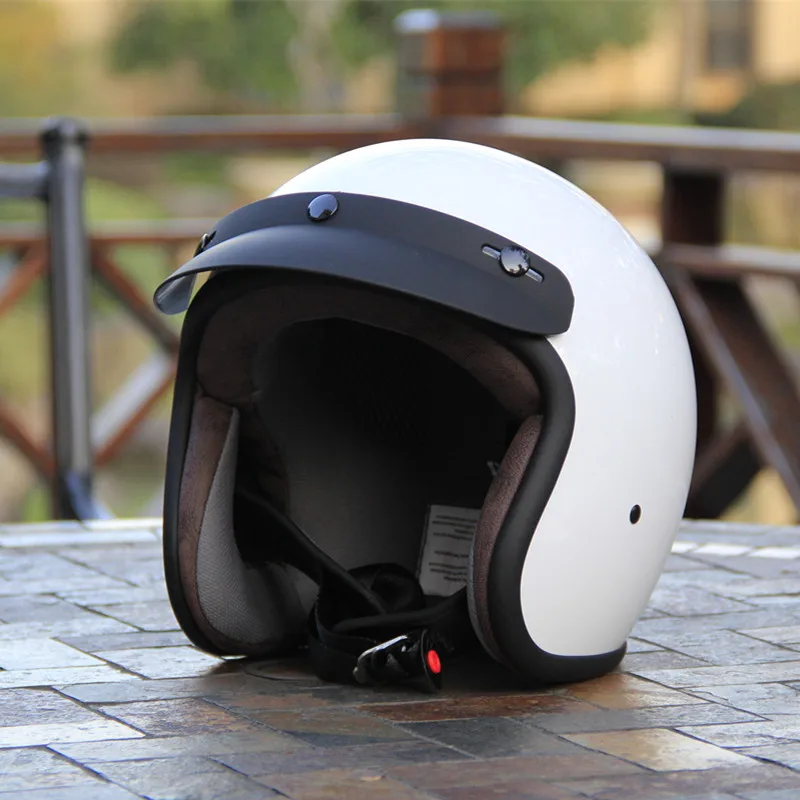 AMZ vespa ретро мотоциклетный шлем, винтажный шлем для реактивного скутера, шлем для велосипедных гонок, шлемы с открытым лицом, capacete motociclismo DOT - Цвет: gloss white