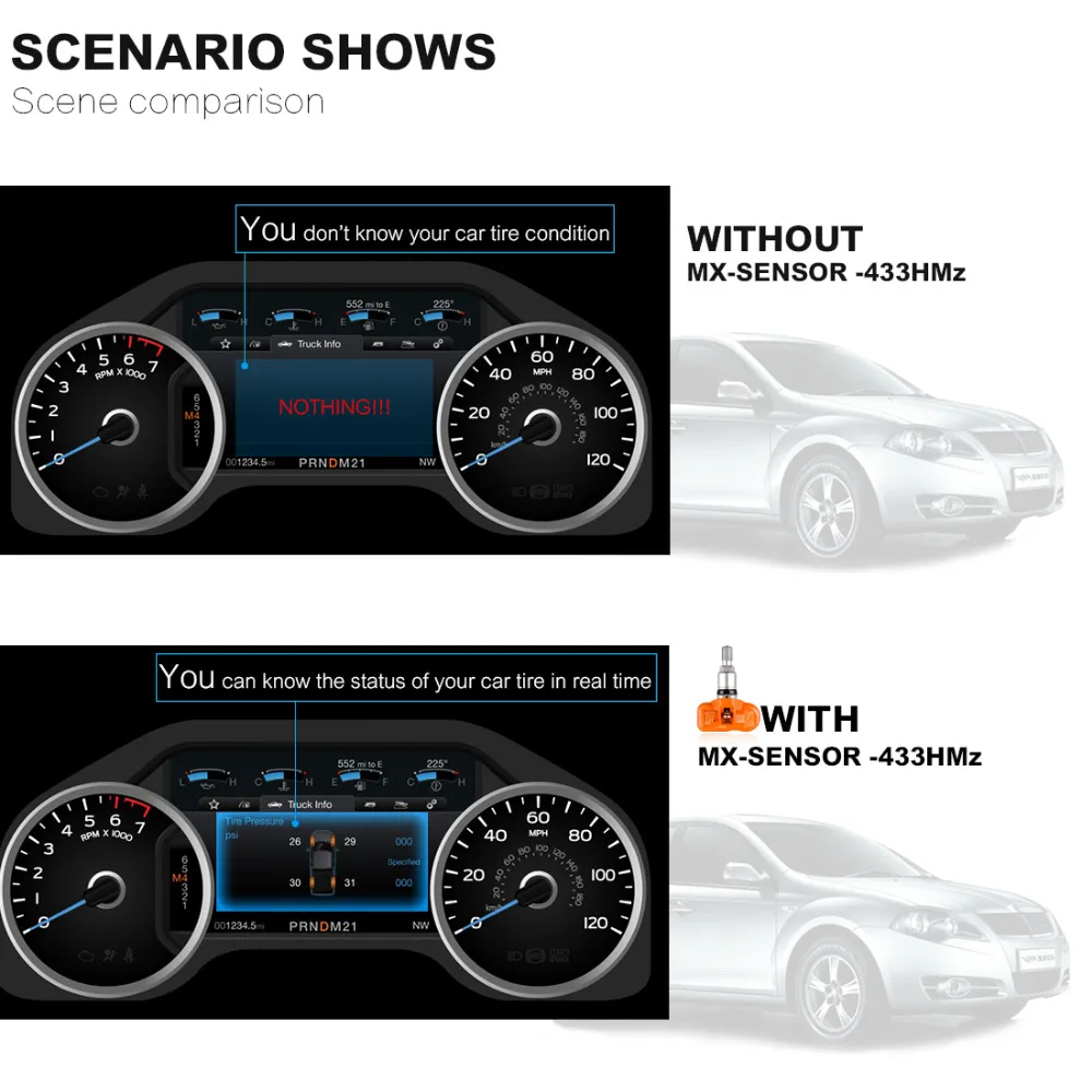 Autel TPMS сенсор 433 МГц 4 шт. инструмент для ремонта шин авто TPMS сенсор контроль давления в шинах работа с TS501/TS508k