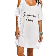 Летнее время Cold Shoulder Shirt пляжное платье 4f4576