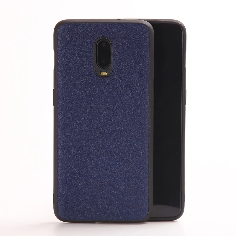 Wangcangli роскошный чехол для телефона Oneplus 6 натуральный шершавый чехол для телефона тонкий светоотражающий защитный чехол - Цвет: Тёмно-синий