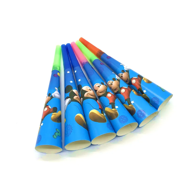 

Disney Mickey Mouse 6pcs/lot Cartoon Trumpet Kids Boy Birthday Party Horn Toys Baby Shower Noise Maker Anniversary Horns Supply