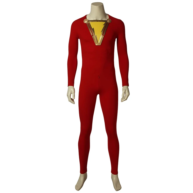 Костюм капитана Марвел шазама для косплея, комбинезон Billy Batson, плащ Zentai, Супергерой, реквизит для взрослых, наряд для вечеринки на Хэллоуин - Цвет: Jumpsuit Only