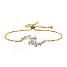 Baiduqiandu Круглый вырез кубического циркония Кристалл Регулируемые браслеты для женщин в серебряном цвете или золотом цвете