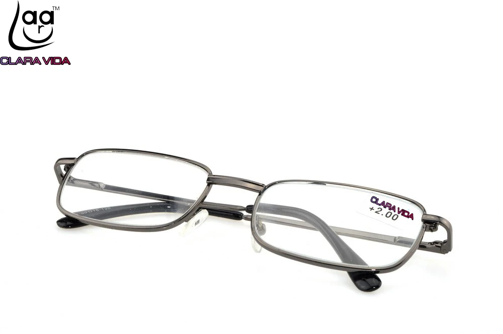 = CLARA VIDA = [!TWO PIECES!] Full-Rim Natural Crystal Lenses Alloy Frame Men Women Reading Glasses +1 +1.5 +2 +2.5 +3 +3.5 +4