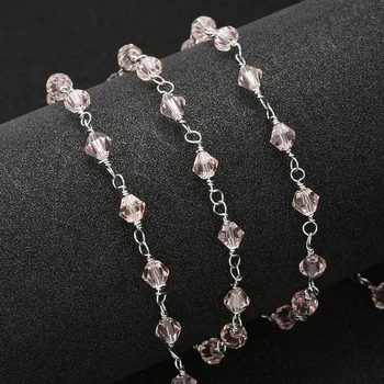 

ZHUKOU 3dollars/1meter 4mm width Bracelet chain with Rhombic colorful Crystal for women DIY Handmade Jewelry Accessories