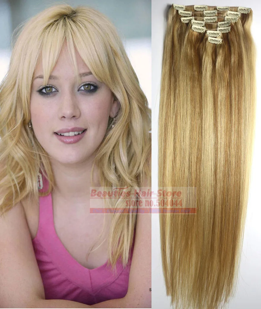 18" 20" 22" 24" 26" 28" 7pcs Set 100 Brazilian Remy Hair clips In/on